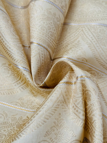 Exclusive Kanchivaram Designer Pure Silk Pure Zari Silk Saree | Beige & Gold | Handwoven | Ships from California